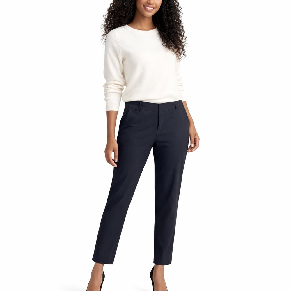 Banana Republic Size 4 Logan Fit Womens Black Wool Blend Stretch Ankle Pants